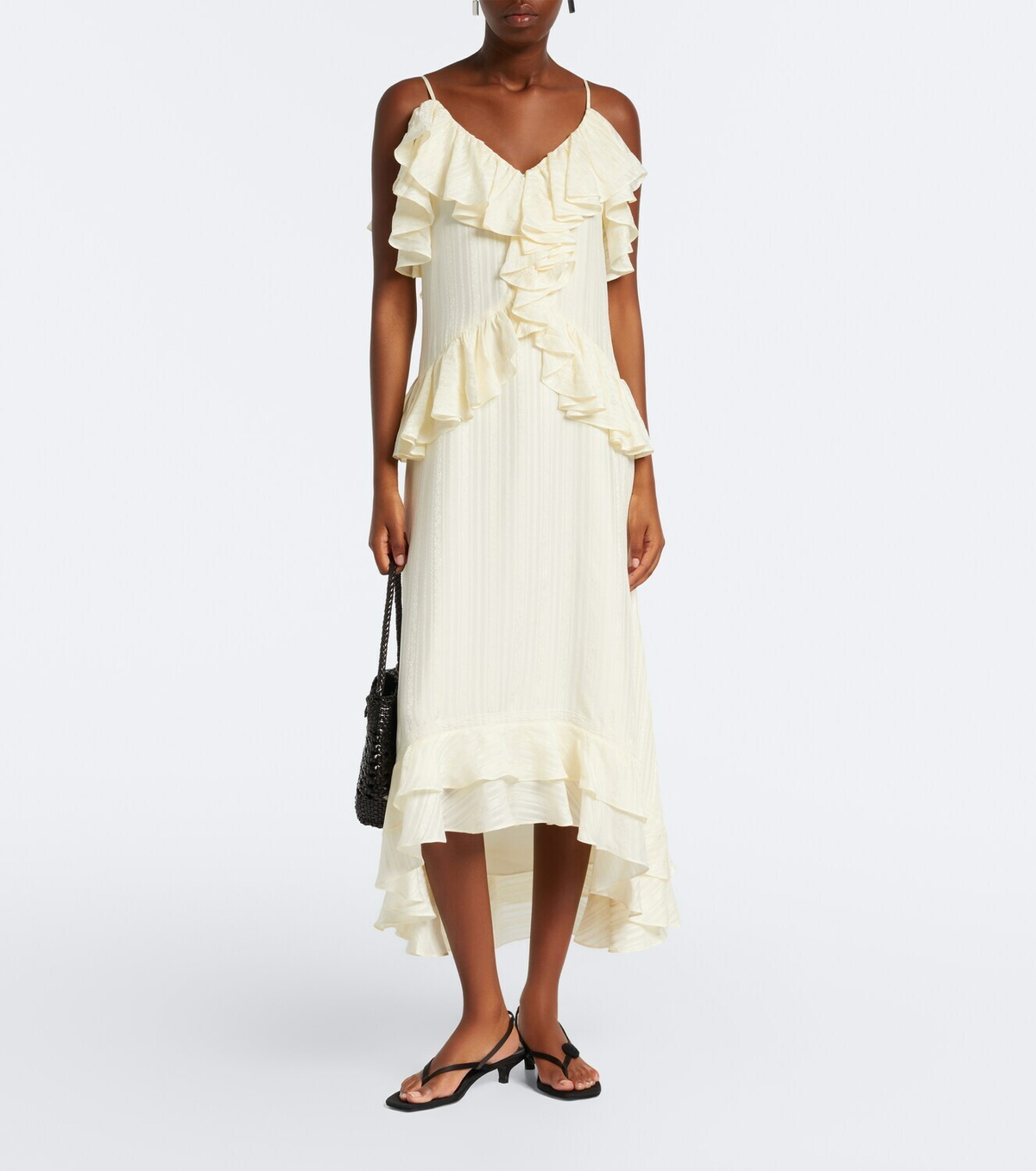 Xu Zhi Ruffled lace-trimmed silk-blend midi dress