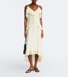 Xu Zhi Ruffled lace-trimmed silk-blend midi dress
