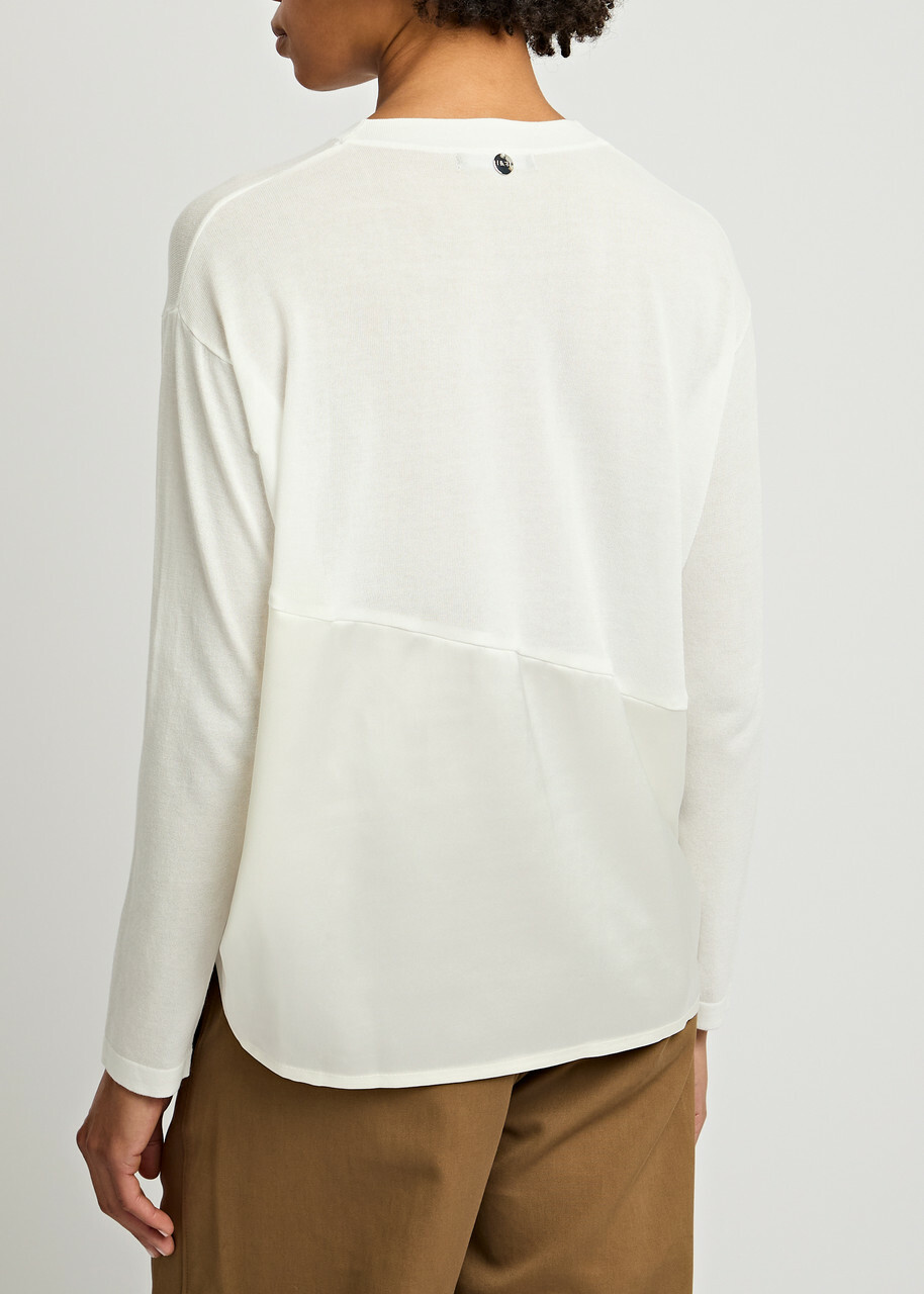 High Jargon Panelled Fine-knit top Cream