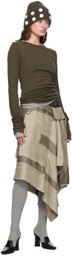 Edward Cuming Khaki & Black Carcass Midi Skirt