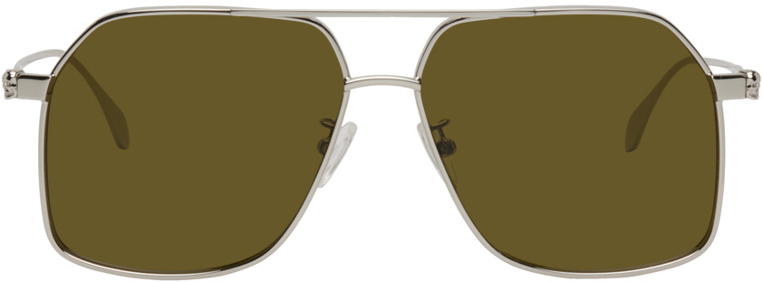 Alexander McQueen Silver Aviator Sunglasses
