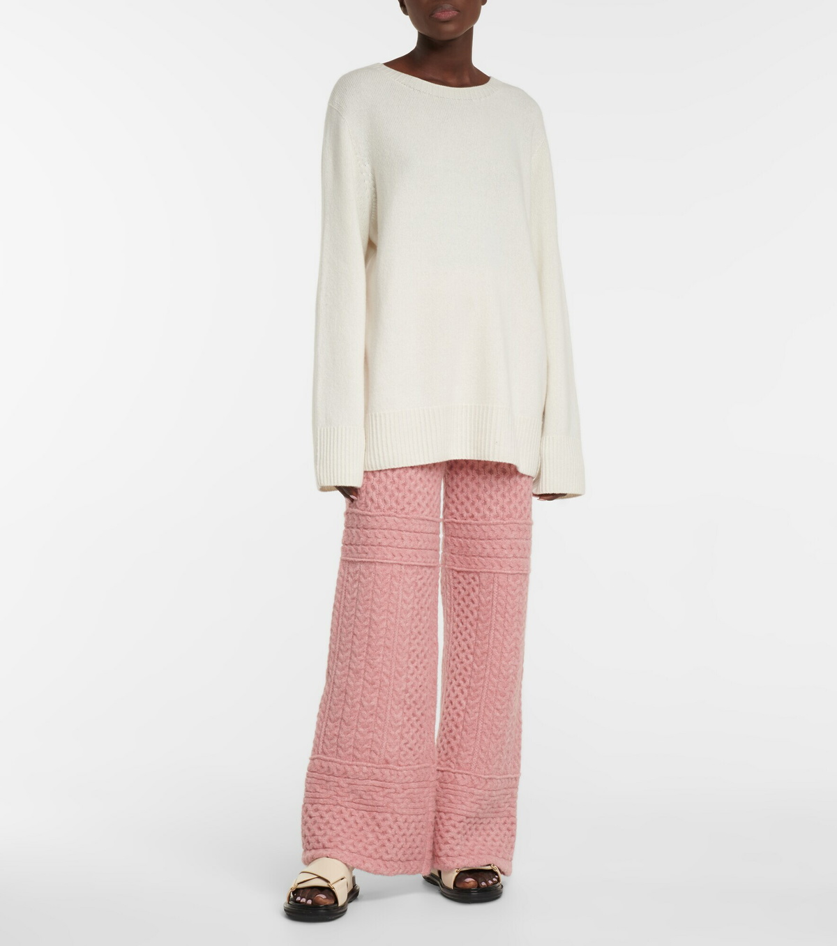 Nanushka - Fina cable-knit wide-leg pants Nanushka