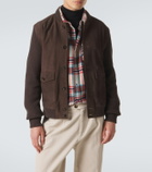 Slowear Cotton-trimmed suede bomber jacket