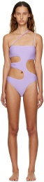 Danielle Guizio SSENSE Exclusive Purple One-Piece Swimsuit