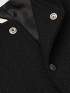 CELINE - Teddy Striped Colour-Block Leather-Trimmed Virgin Wool-Blend Varsity Jacket - Black
