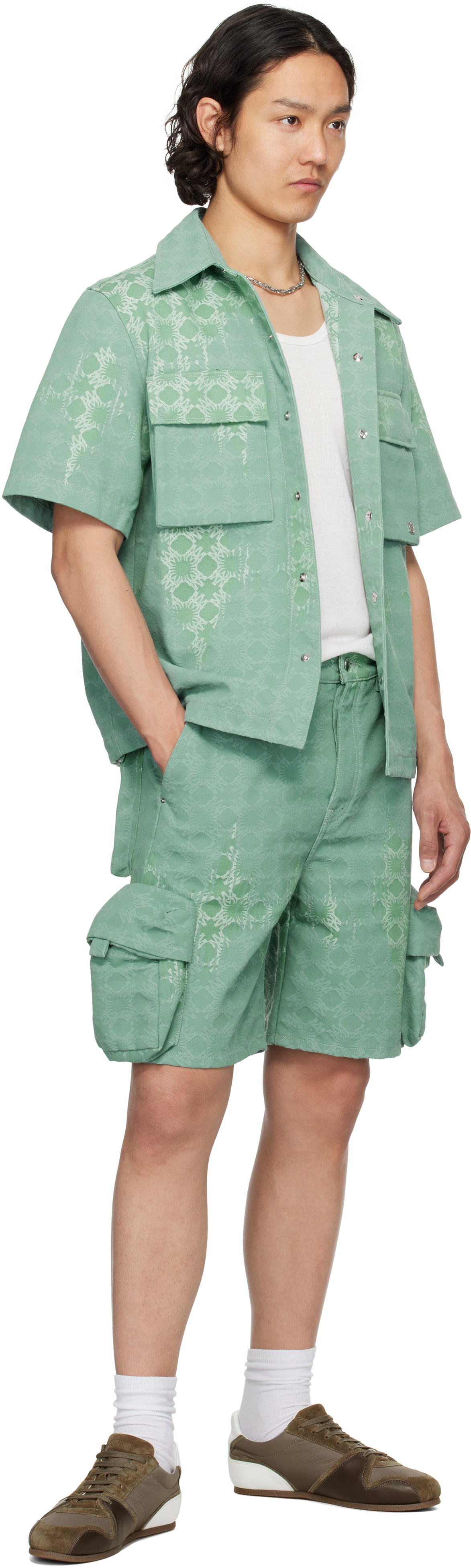 AMIRI Green MA Quad Bleached Cargo Shorts Amiri