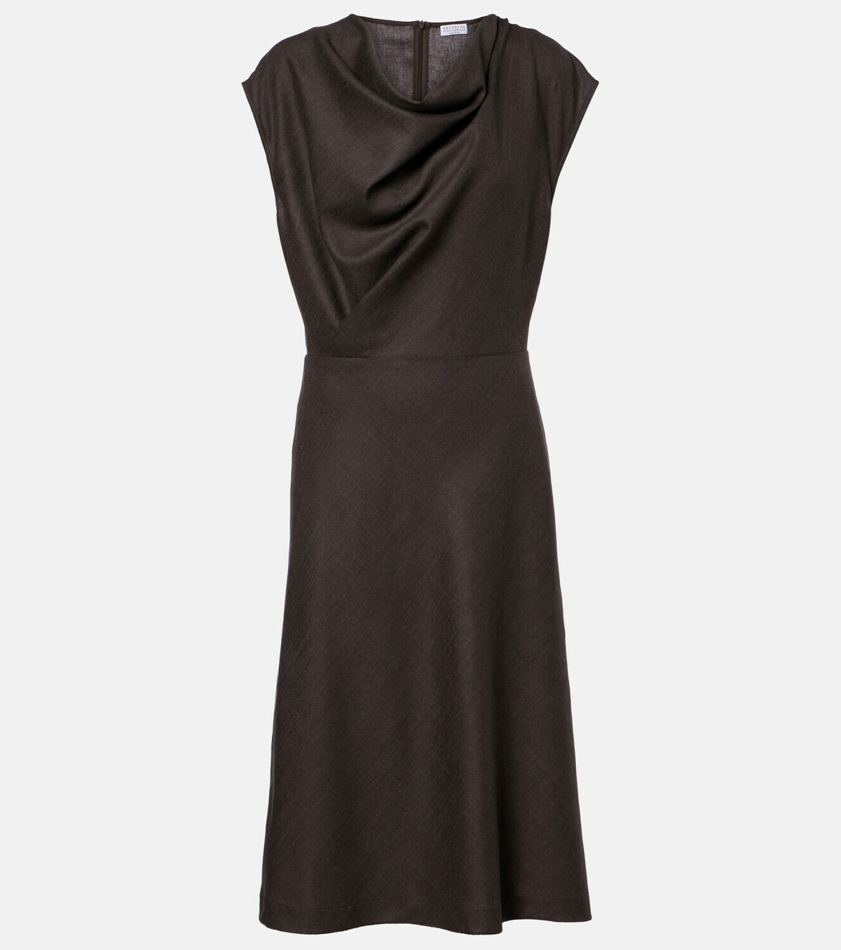 Brunello Cucinelli Draped wool-blend midi dress