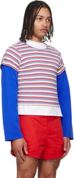LII Purple & Red Cropped Stripe T-shirt