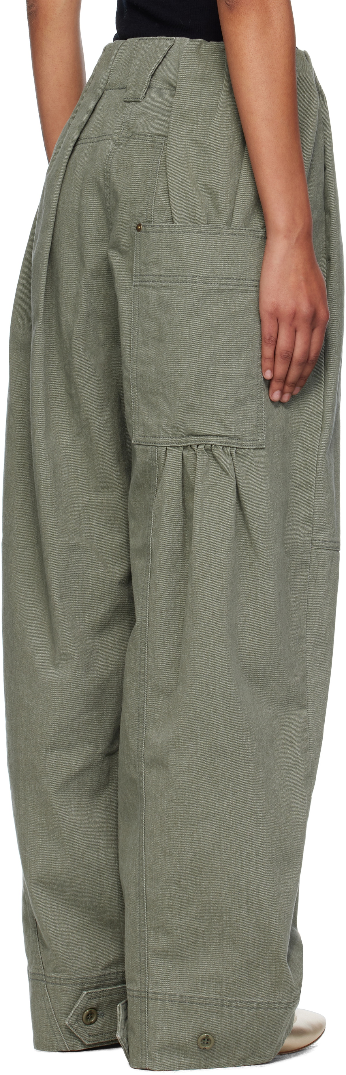OPEN YY Khaki Full Gather Trousers OPEN YY