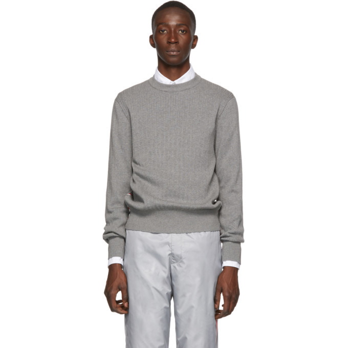 Photo: Thom Browne Grey Variegated Rib Airmail Sweater