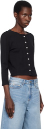 Dunst Black Pointelle Crewneck Cardigan