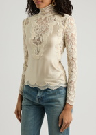 Rabanne Panelled Lace and Satin top Ivory