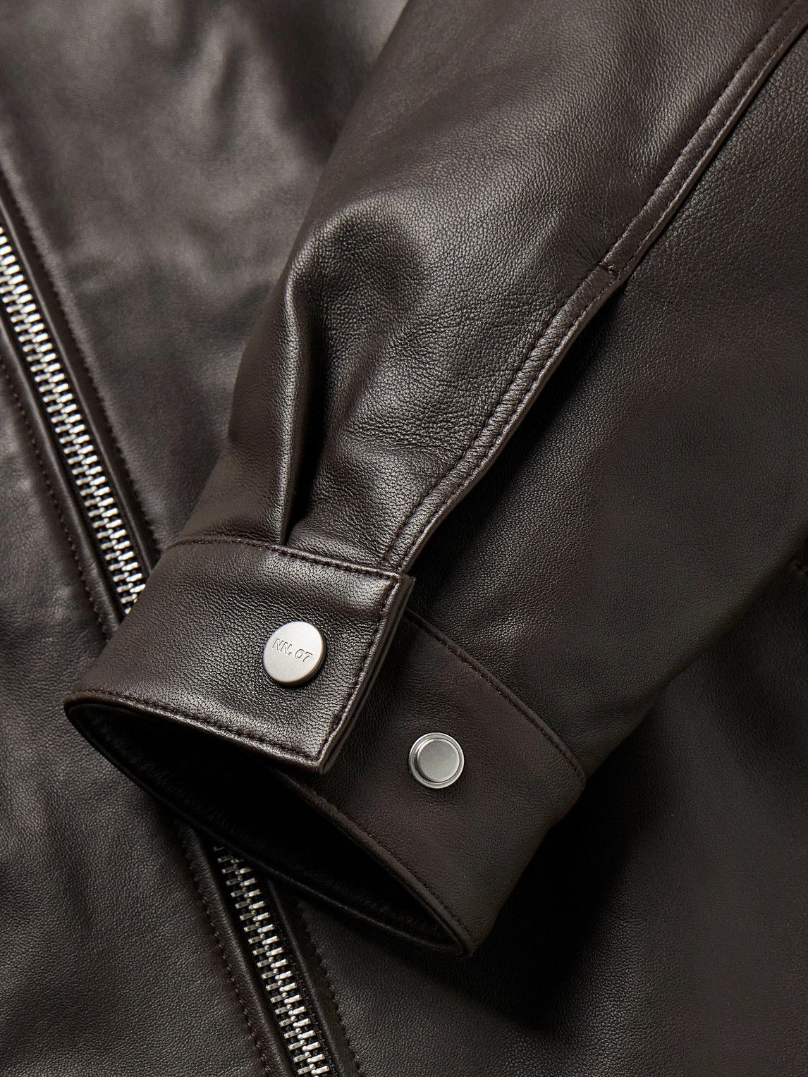 NN07 - Petrus Leather Bomber Jacket - Brown