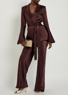 Shona Joy La Lune Flared Satin Trousers Dark Brown