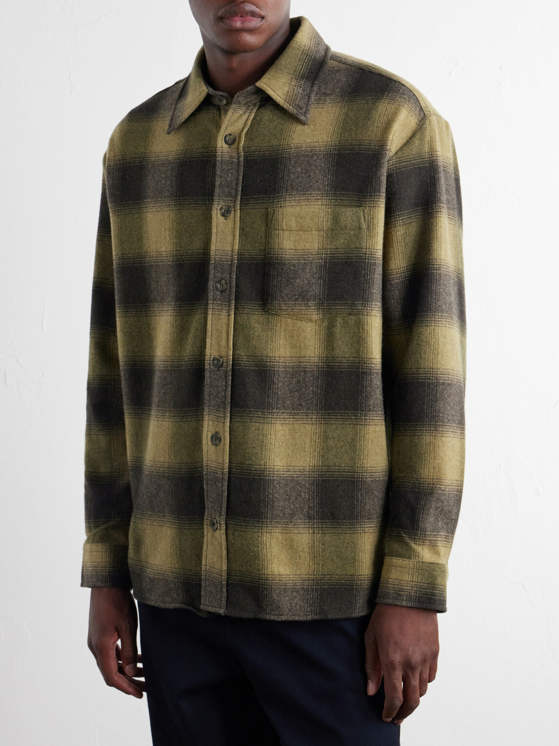 A.P.C. - Malaury Checked Wool-Blend Flannel Shirt - Green