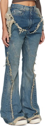 Rick Owens DRKSHDW Blue Temple Slivered Bootcut Jeans