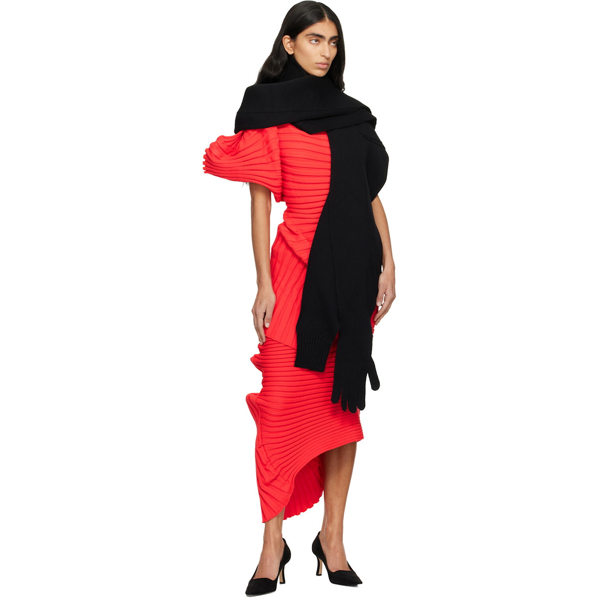 ISSEY MIYAKE Black November Sleeves Collection Stole Scarf
