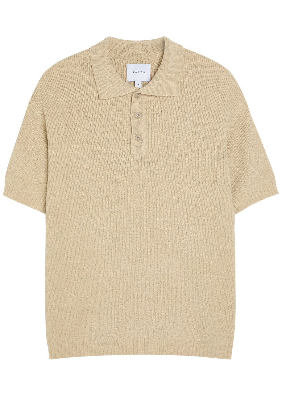 Raith Sorelle Ribbed Knit Polo Shirt Sand