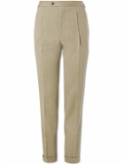 Saman Amel - Straight-Leg Pleated Wool-Twill Suit Trousers - Brown