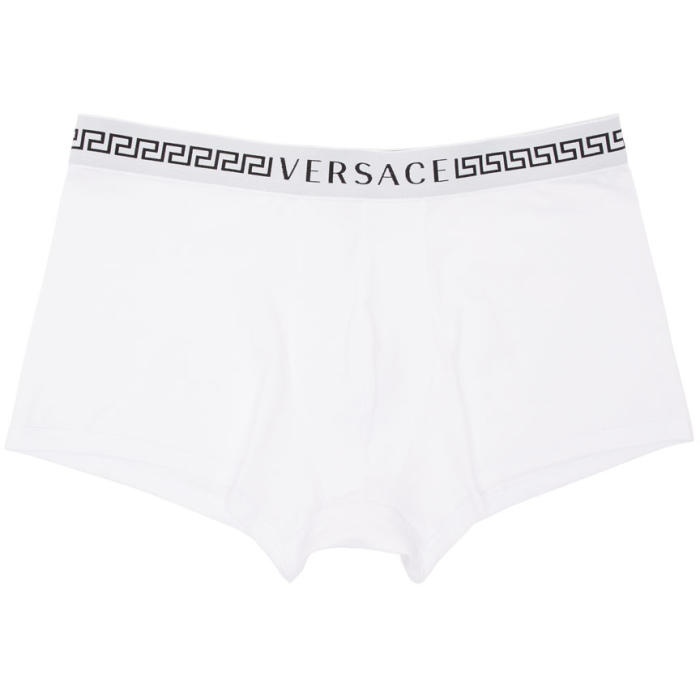Photo: Versace Underwear White Logo and Greek Key Boxer Briefs 