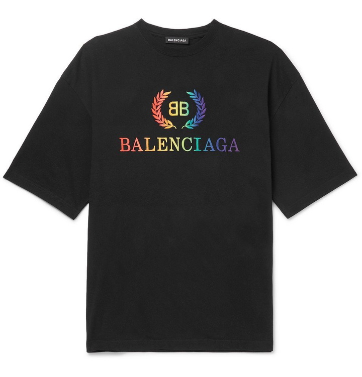 Photo: Balenciaga - Logo-Embroidered Cotton-Jersey T-Shirt - Black