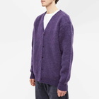 Needles Men's Mohair Solid Cardigan in Purple