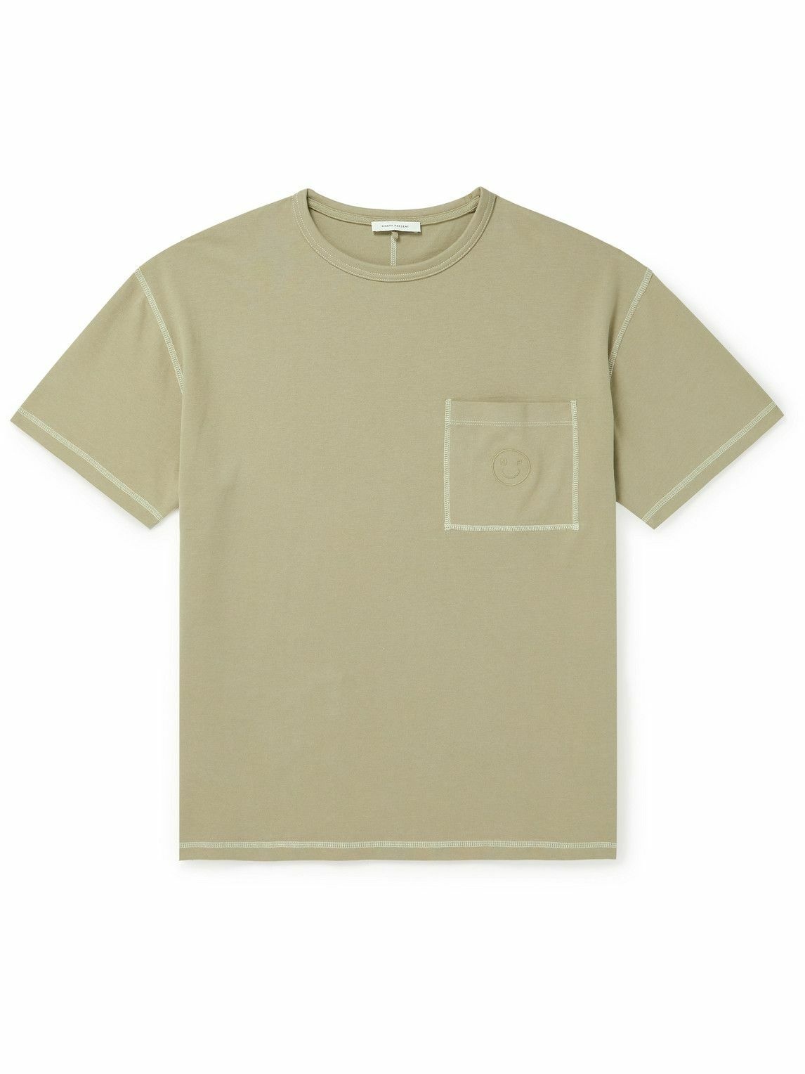 Photo: Ninety Percent - Logo-Embroidered Organic Cotton-Jersey T-Shirt - Brown
