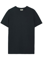 Les Deux Flower Printed Cotton T-shirt Navy