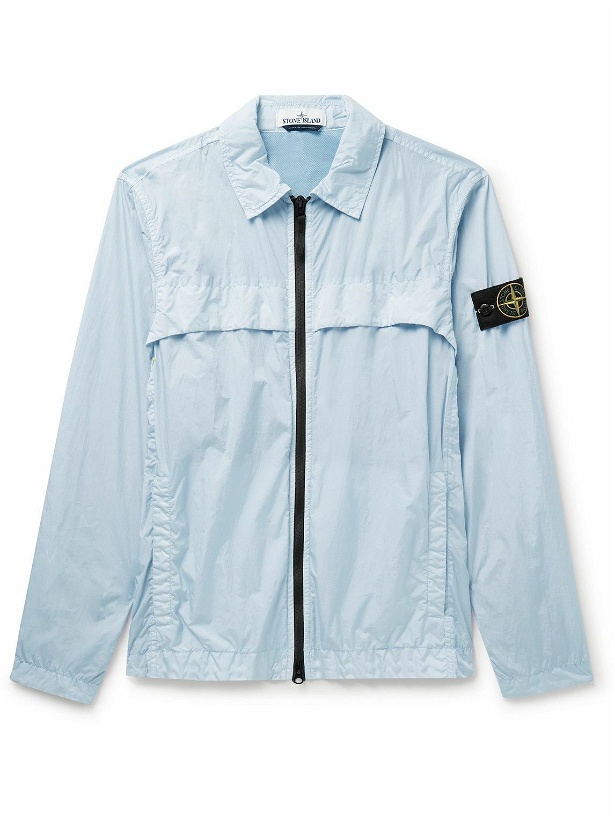 Photo: Stone Island - Logo-Appliquéd Garment-Dyed Crinkle Reps Nylon Overshirt - Blue