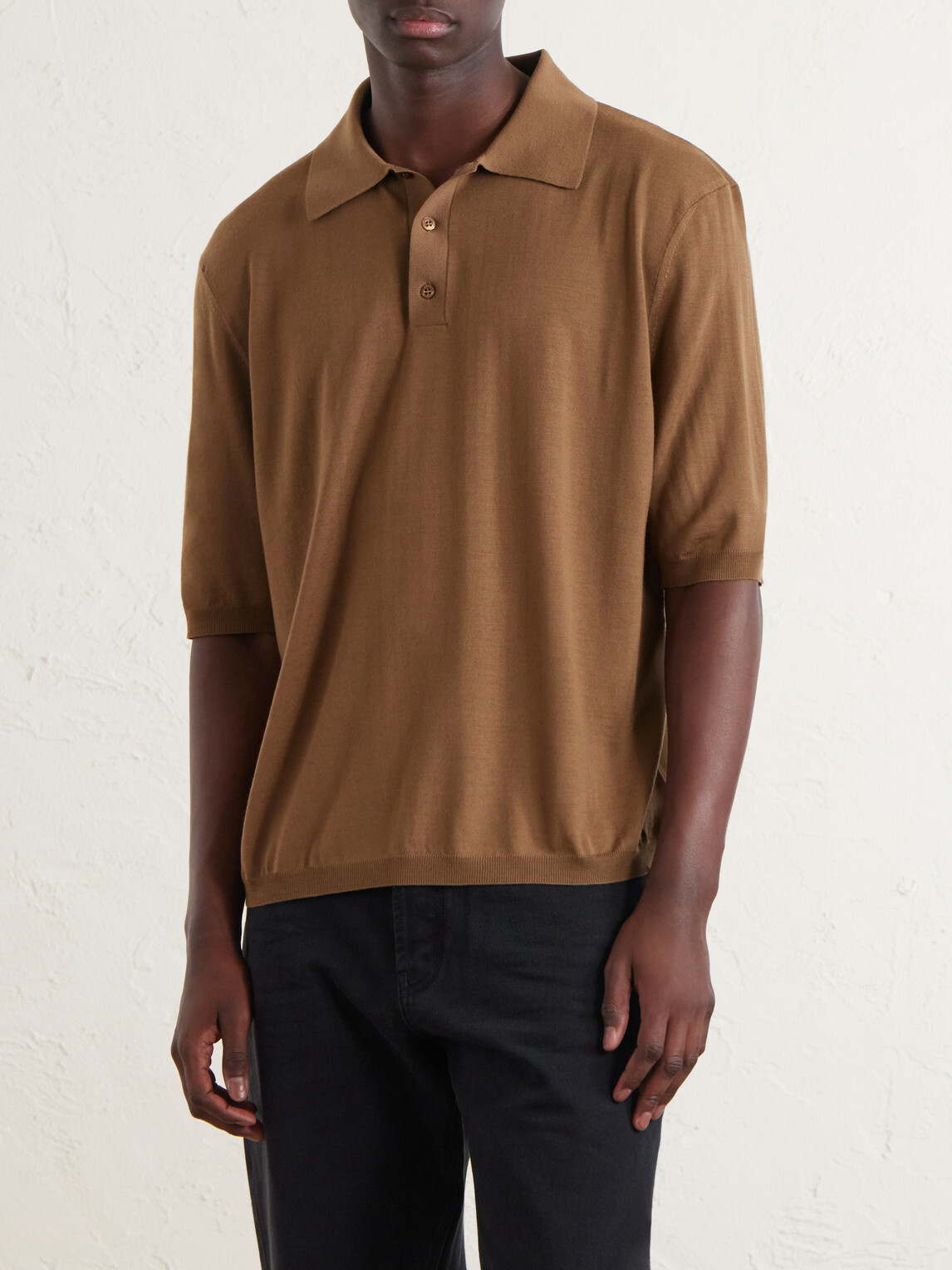 SAINT LAURENT - Wool Polo Shirt - Brown