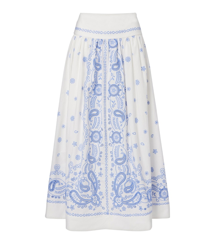 Photo: Self-Portrait Embroidered cotton midi skirt