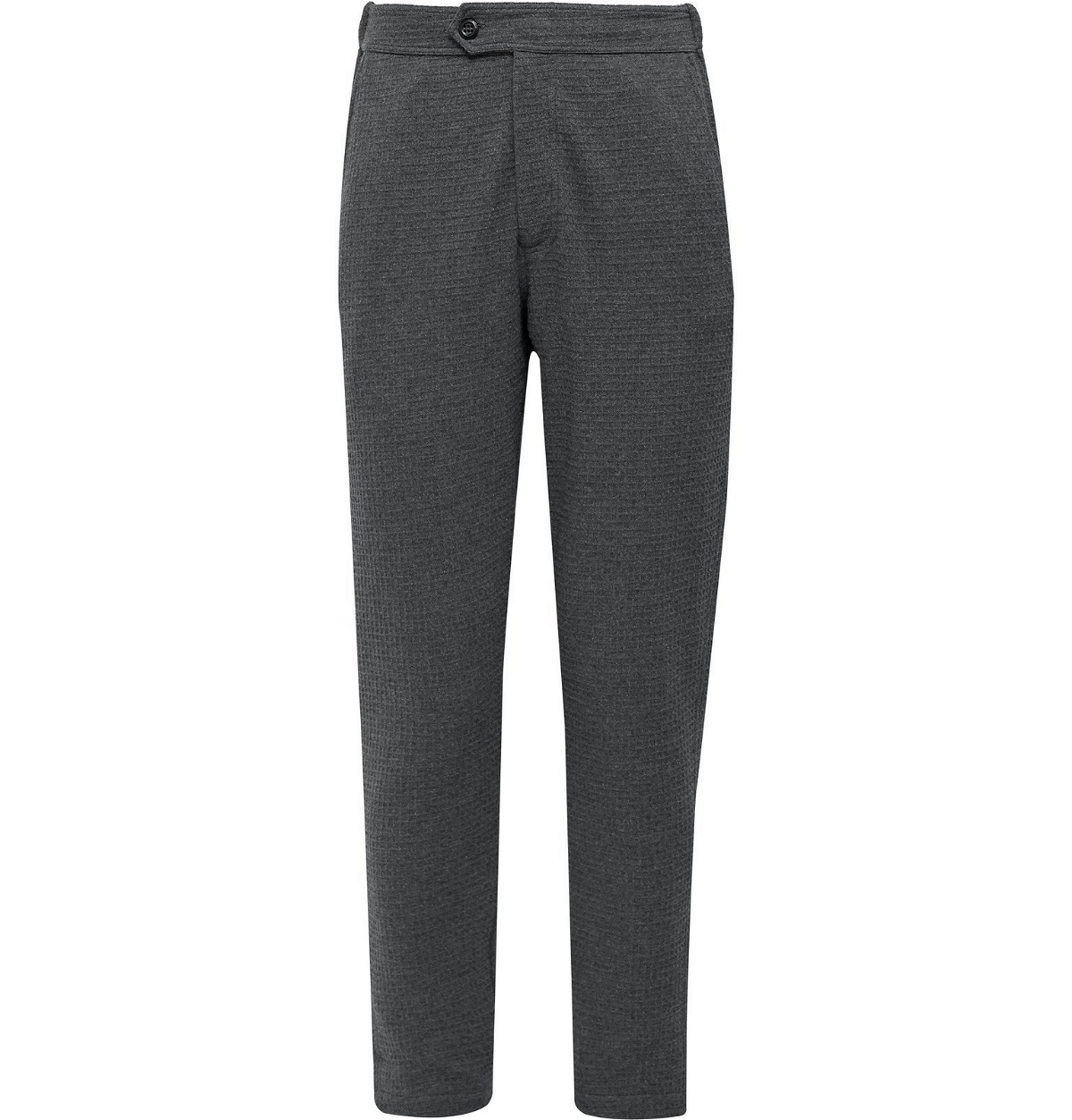 Photo: Hamilton and Hare - Slim-Fit Waffle-Knit Cotton Suit Trousers - Gray