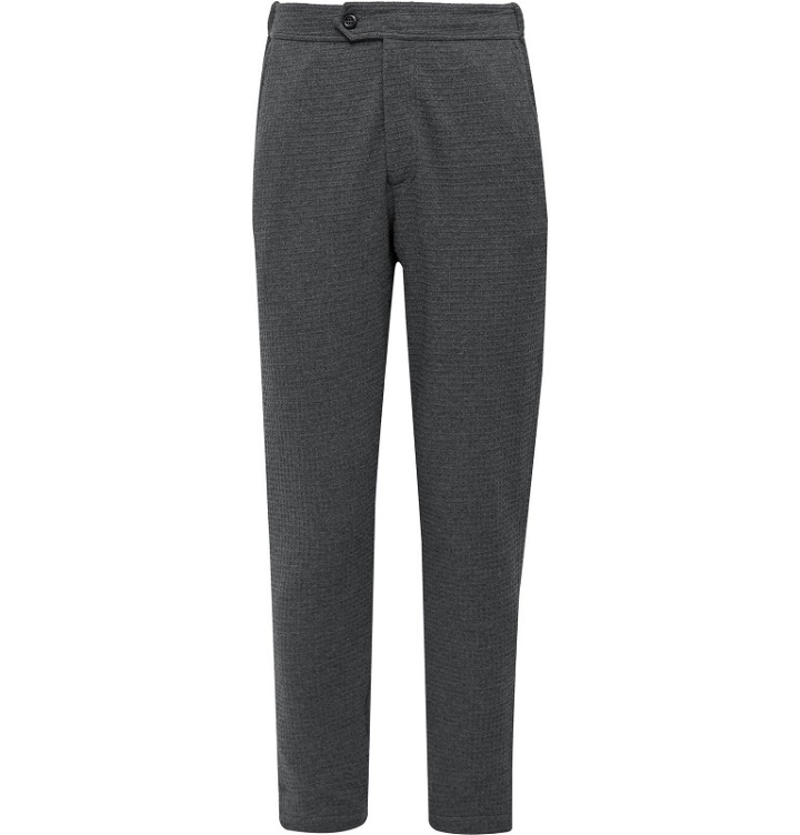 Photo: Hamilton and Hare - Slim-Fit Waffle-Knit Cotton Suit Trousers - Gray