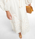 Zimmermann - Lyre embroidered linen midi dress