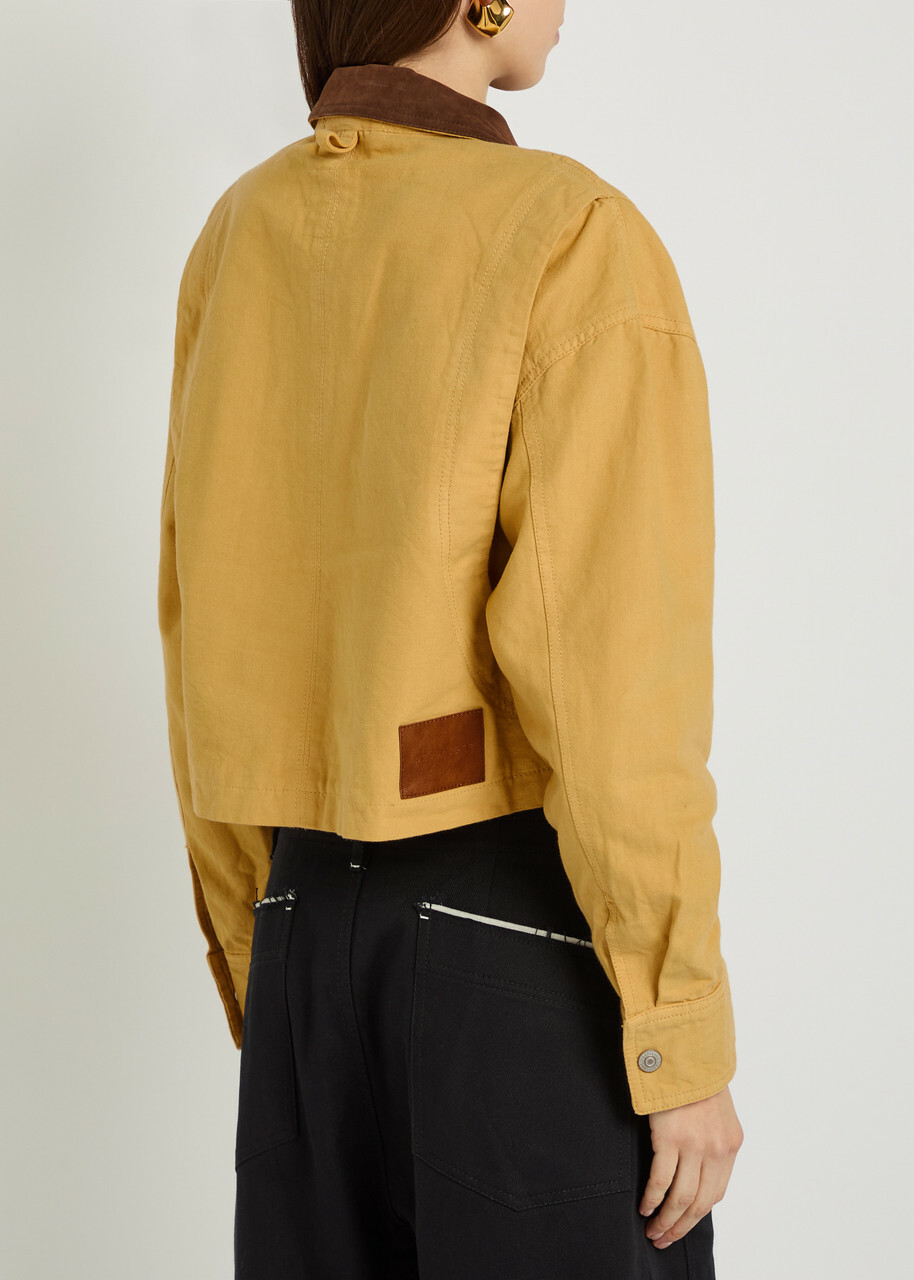 Free People Martha Cropped Cotton-twill Jacket Yellow