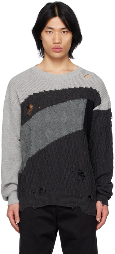 Photo: Neighborhood Gray Patchwork Sweater