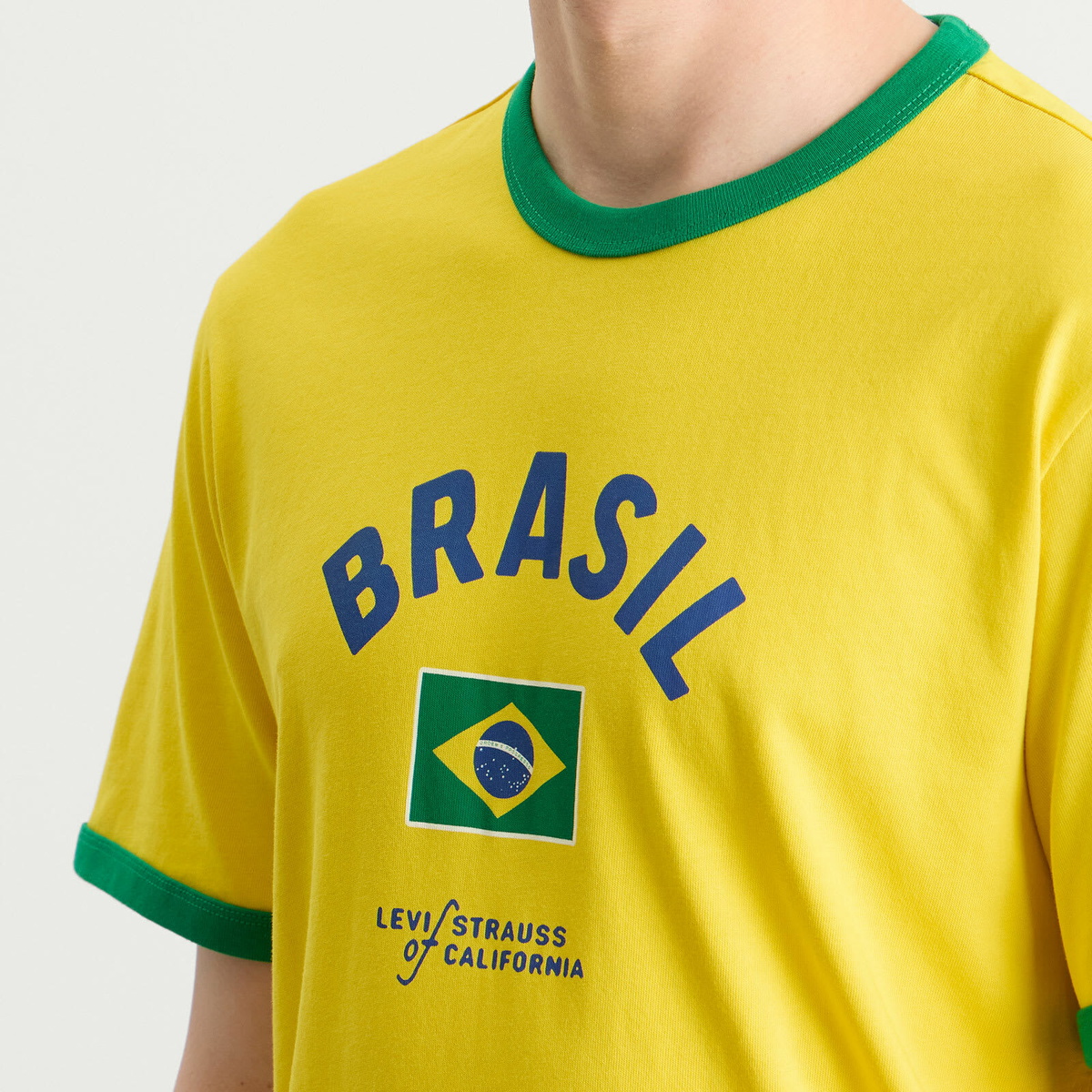 Levi's Men's Brasil Retro Ringer T-Shirt in Yellow