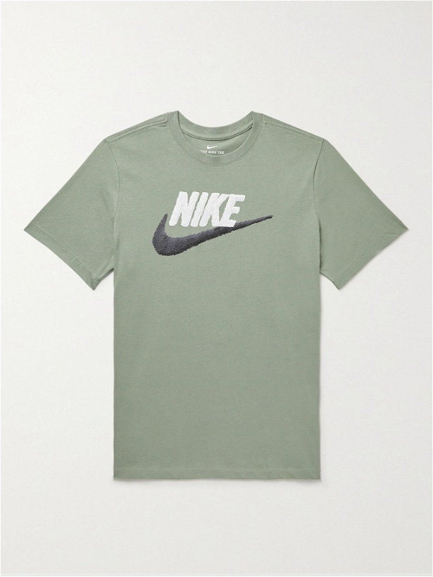 Photo: NIKE - Sportswear Logo-Print Cotton-Jersey T-Shirt - Green