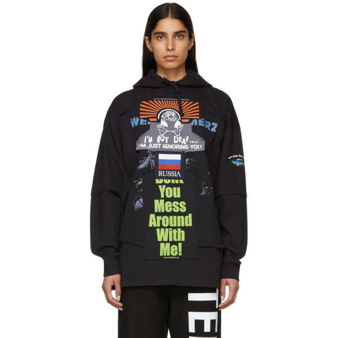 Vetements Black Russia Patchwork Hoodie Vetements