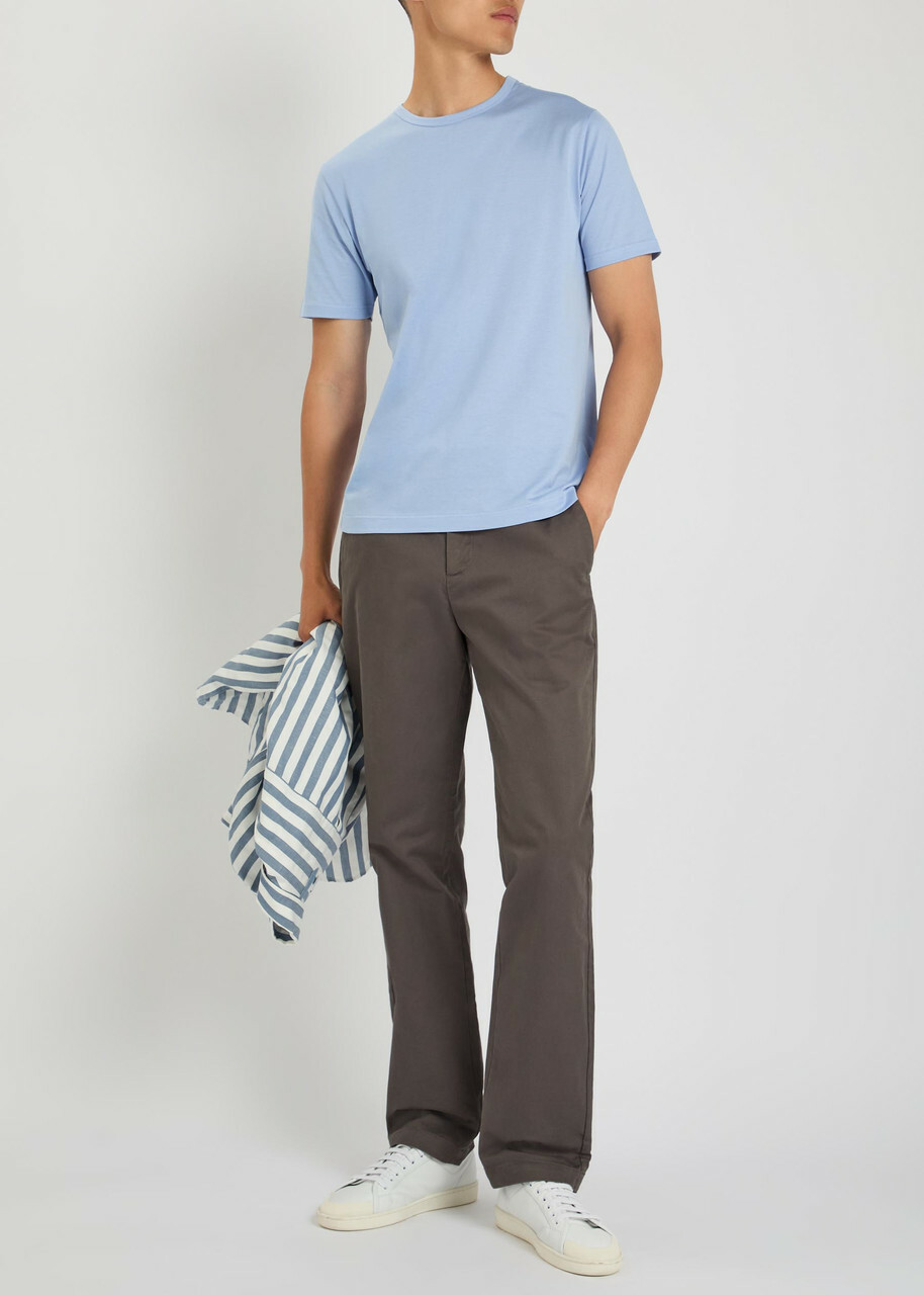 Sunspel Cotton T-shirt Light Blue