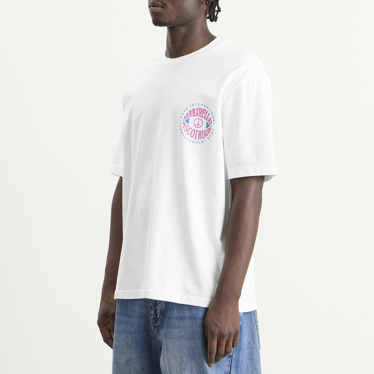 ACMH by Magic Castles Men's x Love International Barbarella's T-Shirt in White/Pink