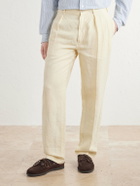 Drake's - Games Linen Straight-Leg Trousers - Neutrals