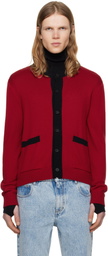 Ernest W. Baker Red Contrast Rib Cardigan