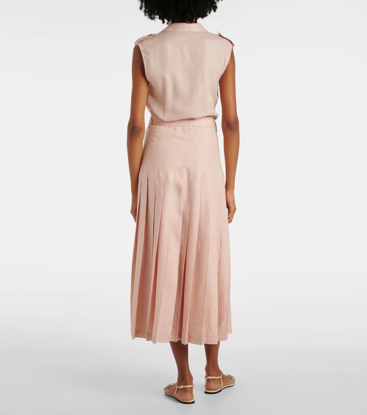 Loro Piana Bryce pleated linen midi dress