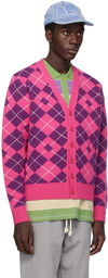 Acne Studios Pink & Purple Argyle Cardigan