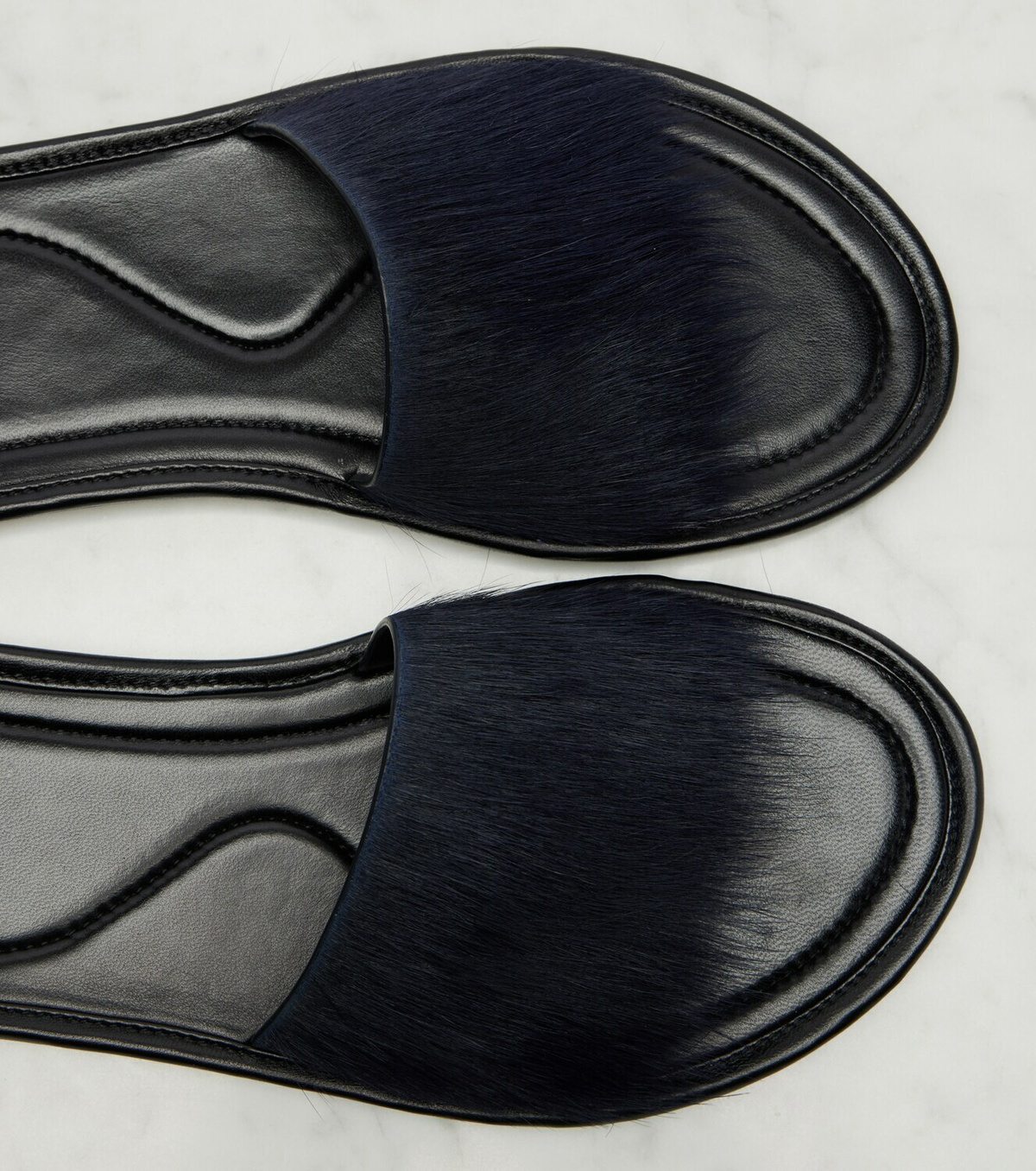 The Row Malick calf hair slides