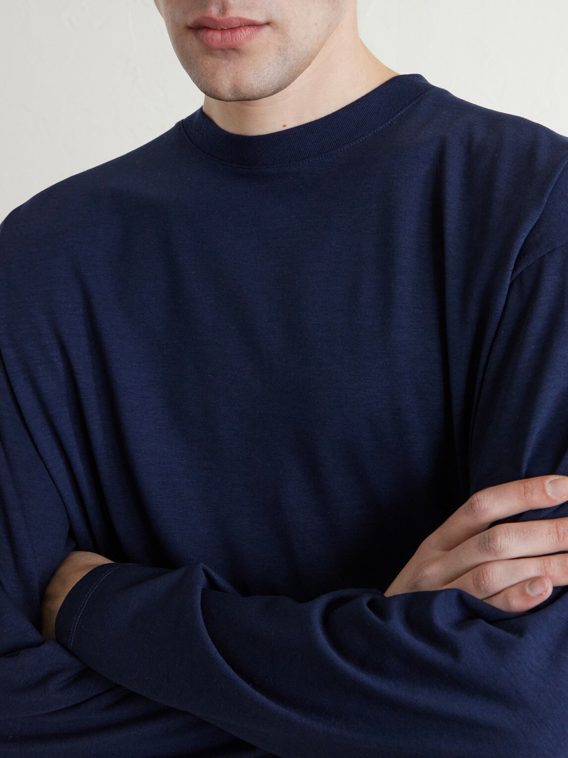 ATON - Wool Long-Sleeved T-Shirt - Blue