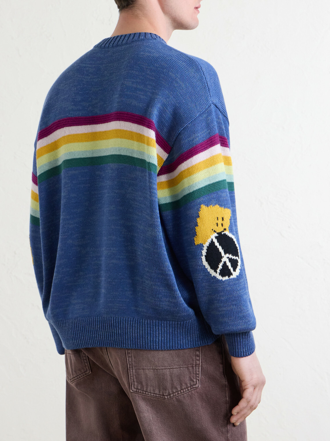 KAPITAL - Peckish Rainbow Striped Cotton and Wool-Blend Sweater - Blue