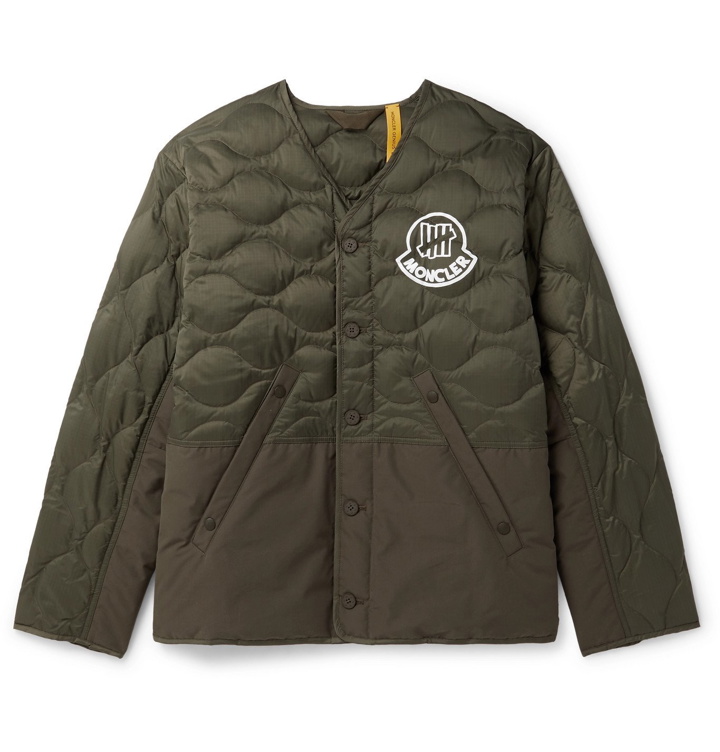Photo: Moncler Genius - Undefeated 2 Moncler 1952 Logo-Print Cotton-Trimmed Quilted Ripstop Down Jacket - Green