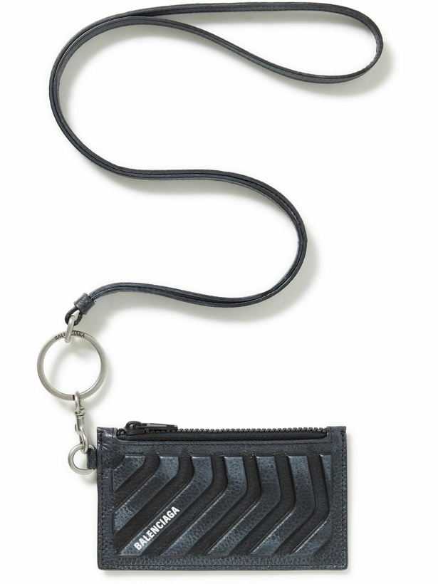 Photo: Balenciaga - Logo-Print Embossed Full-Grain Leather Cardholder with Lanyard